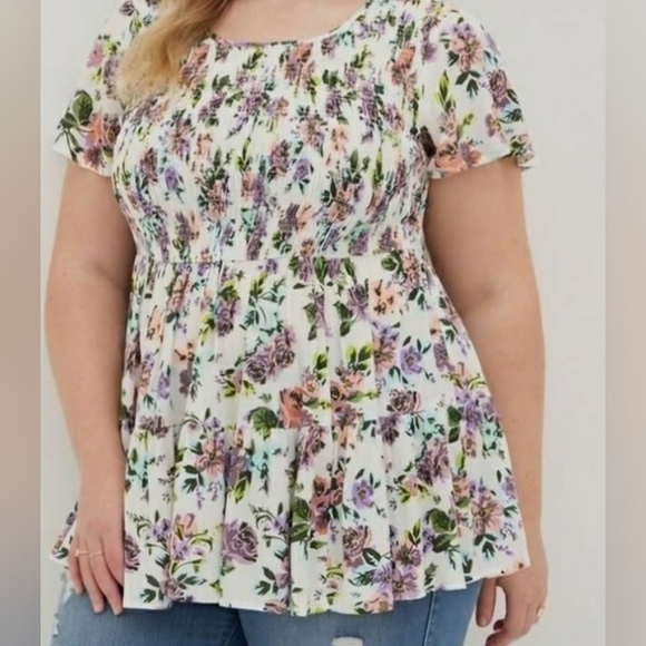 torrid Tops - Torrid Smocked Floral Blouse NWT